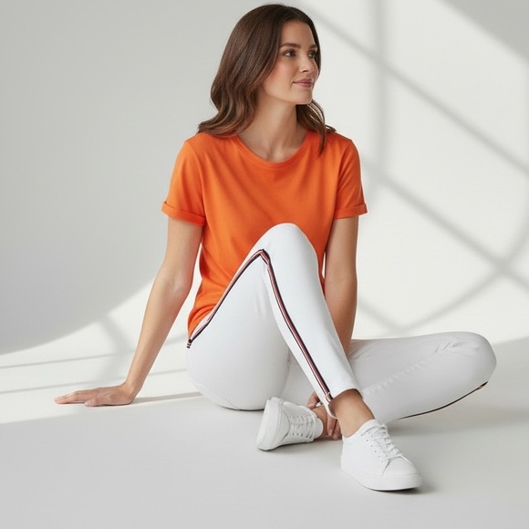 PARKER SMITH Denim - Parker Smith White Jeans with navy/orange trim. 28 skinny perfect condition.